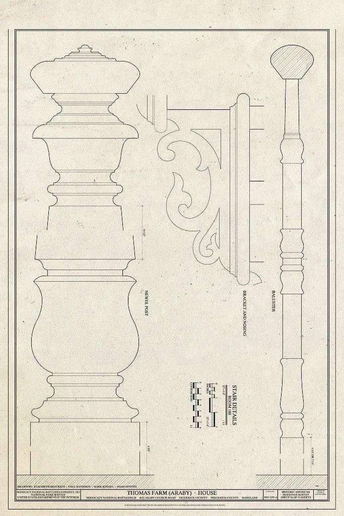 Blueprint Stair Details - Thomas Farm, House, 4632 Araby Church Road, Frederick, Frederick County, MD