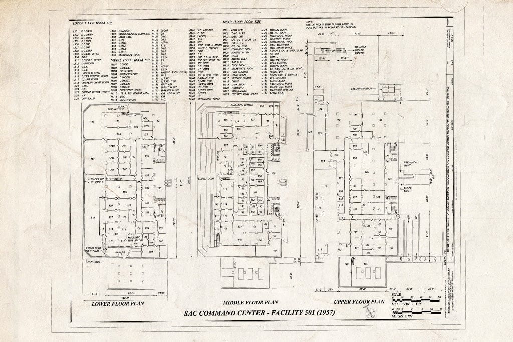 Blueprint Floor Plans - Offutt Air Force Base, Strategic Air Command Headquarters & Command Center, Headquarters Building, 901 SAC Boulevard, Bellevue, Sarpy County, NE