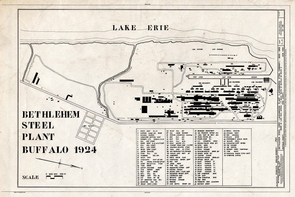 Blueprint Bethlehem Steel Plant Buffalo 1924 - Bethlehem Steel Corporation, Lackawanna Plant, Route 5 on Lake Erie, Buffalo, Erie County, NY