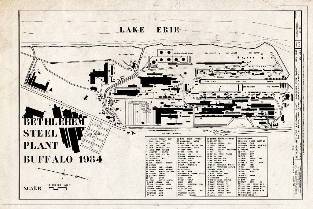 Blueprint Bethlehem Steel Plant Buffalo 1984 - Bethlehem Steel Corporation, Lackawanna Plant, Route 5 on Lake Erie, Buffalo, Erie County, NY