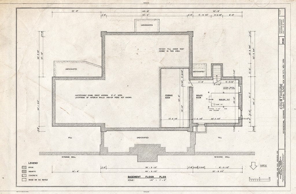 Blueprint Basement Floor Plan - Courthouse, Staten Island, Richmond (Subdivision), Richmond County, NY