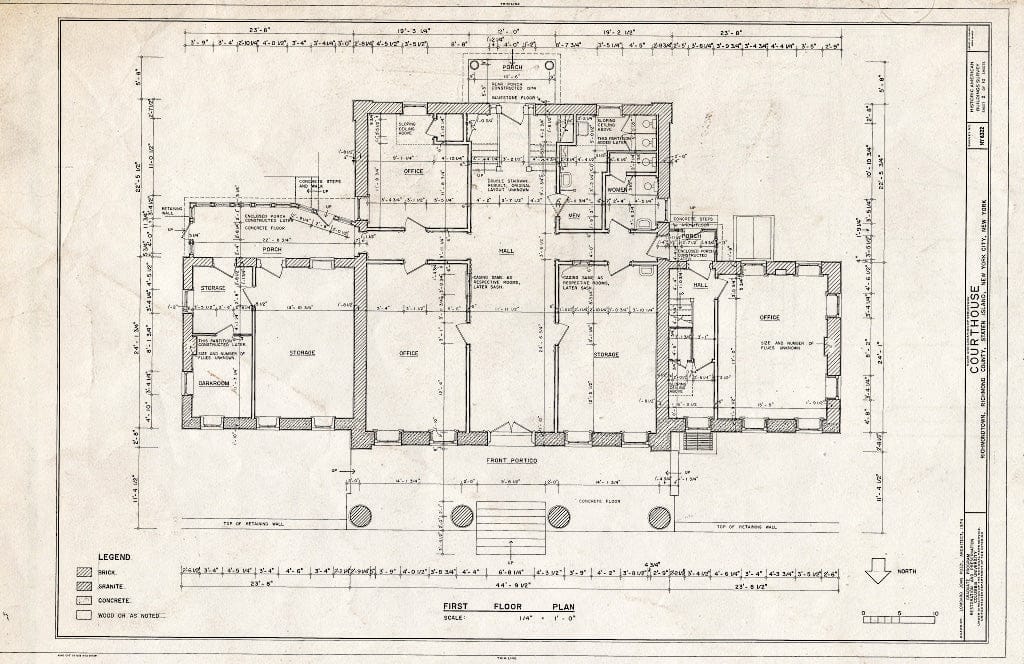 Blueprint First Floor Plan - Courthouse, Staten Island, Richmond (Subdivision), Richmond County, NY