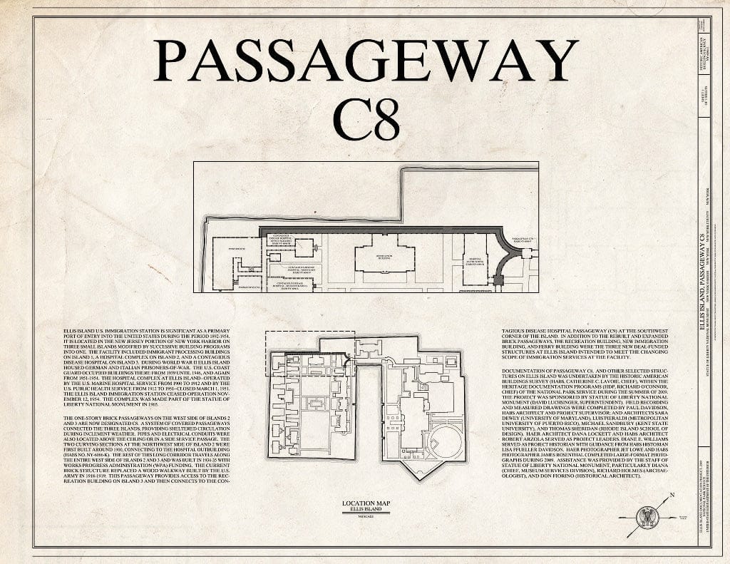 Blueprint Cover Sheet - Ellis Island, Passageway C8, New York Harbor, New York County, NY