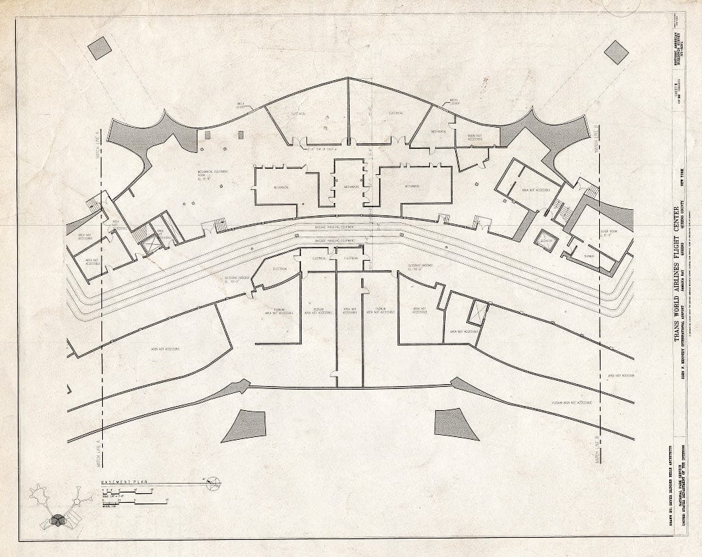 Blueprint Basement Floor Plan - Center - Trans World Airlines Flight Center, John F. Kennedy International Airport, Jamaica Bay, Queens (Subdivision), Queens County, NY