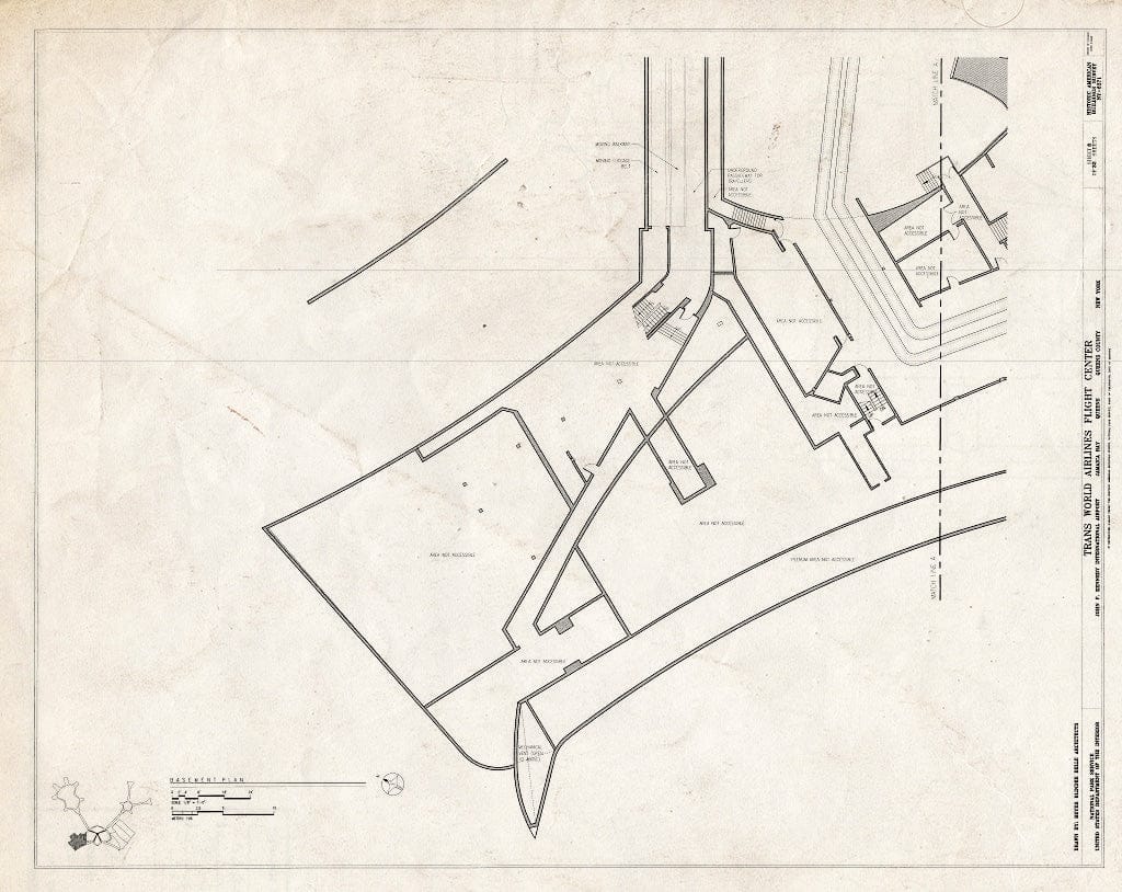 Blueprint Basement Floor Plan - North Wing - Trans World Airlines Flight Center, John F. Kennedy International Airport, Jamaica Bay, Queens (Subdivision), Queens County, NY