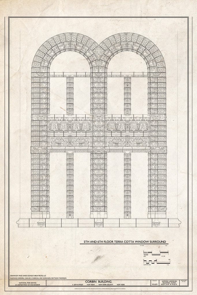 Blueprint 5th and 6 Floor Terra Cotta Window Surround - Corbin Building, 11 John Street, New York County, NY