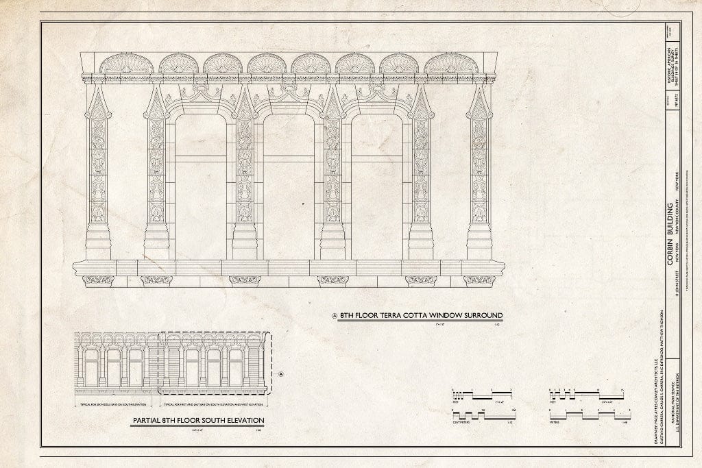 Blueprint 8th Floor Terra Cotta Window Surround - Corbin Building, 11 John Street, New York County, NY