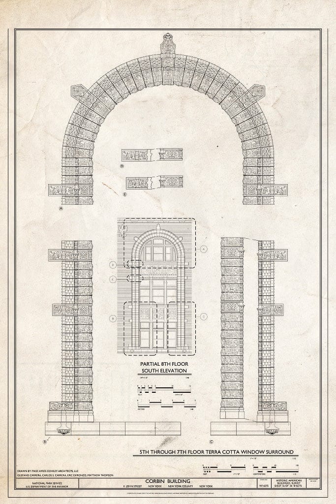 Blueprint 5th Through 7th Floor Terra Cotta Window Surround - Corbin Building, 11 John Street, New York County, NY