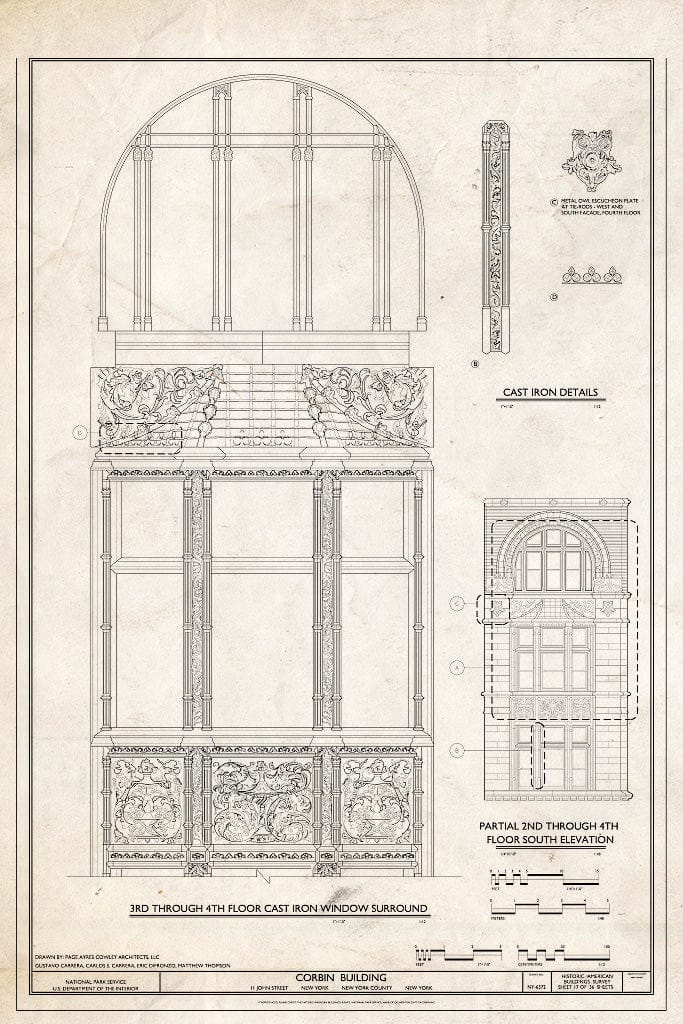 Blueprint 3rd Through 4th Floor Cast Iron Window Surround - Corbin Building, 11 John Street, New York County, NY