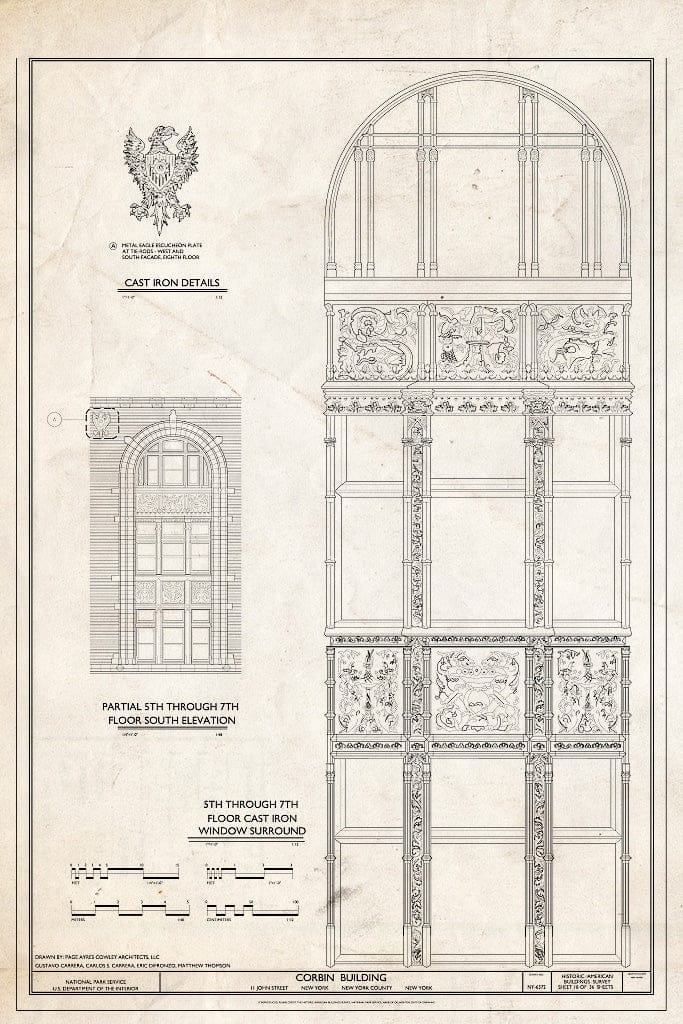 Blueprint 5th Through 7th Floor Cast Iron Window Surround - Corbin Building, 11 John Street, New York County, NY