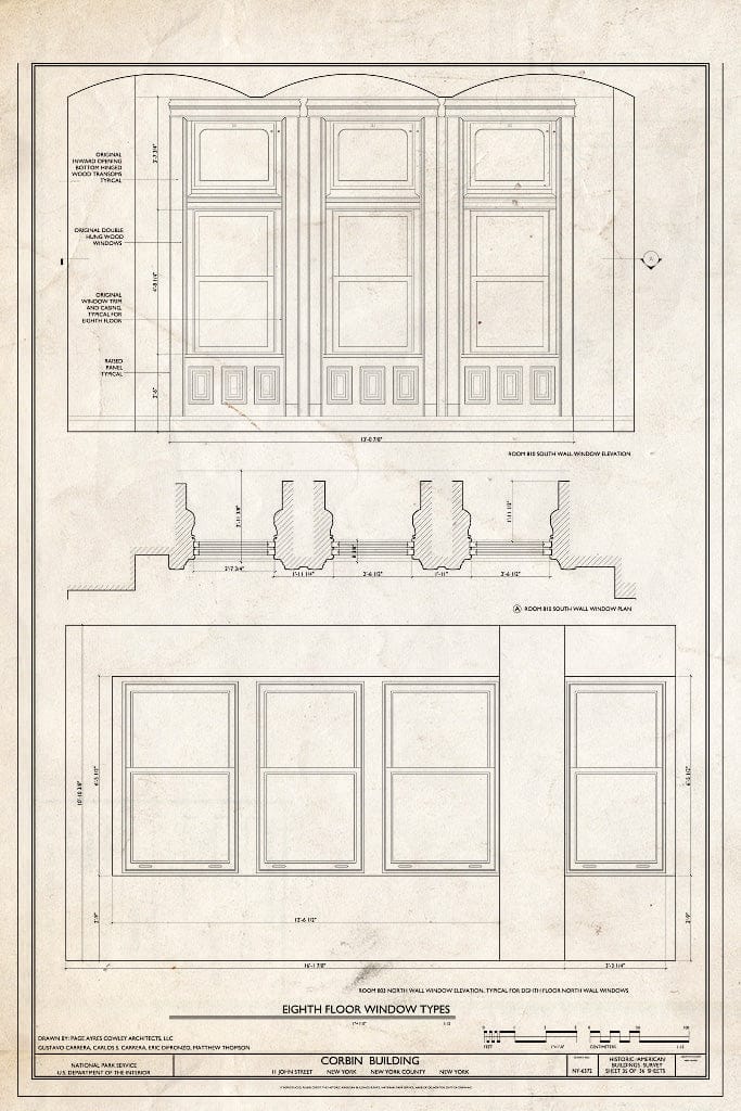 Blueprint 8th Floor Window Types - Corbin Building, 11 John Street, New York County, NY