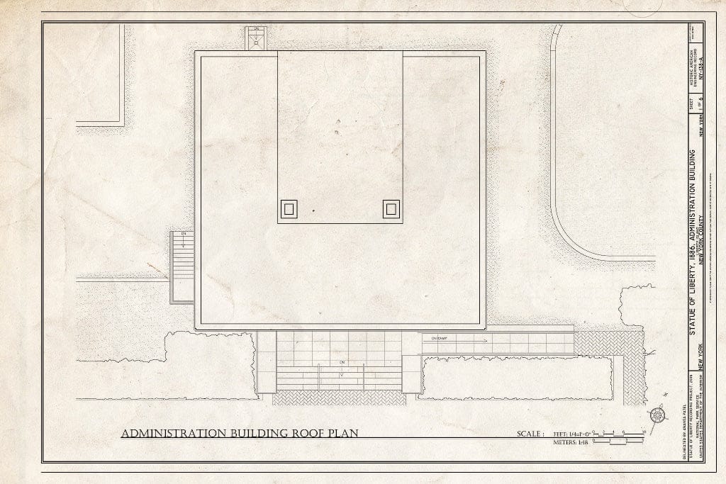 Blueprint Administration Building Roof Plan - Statue of Liberty, Administration Building, Liberty Island, Manhattan, New York County, NY