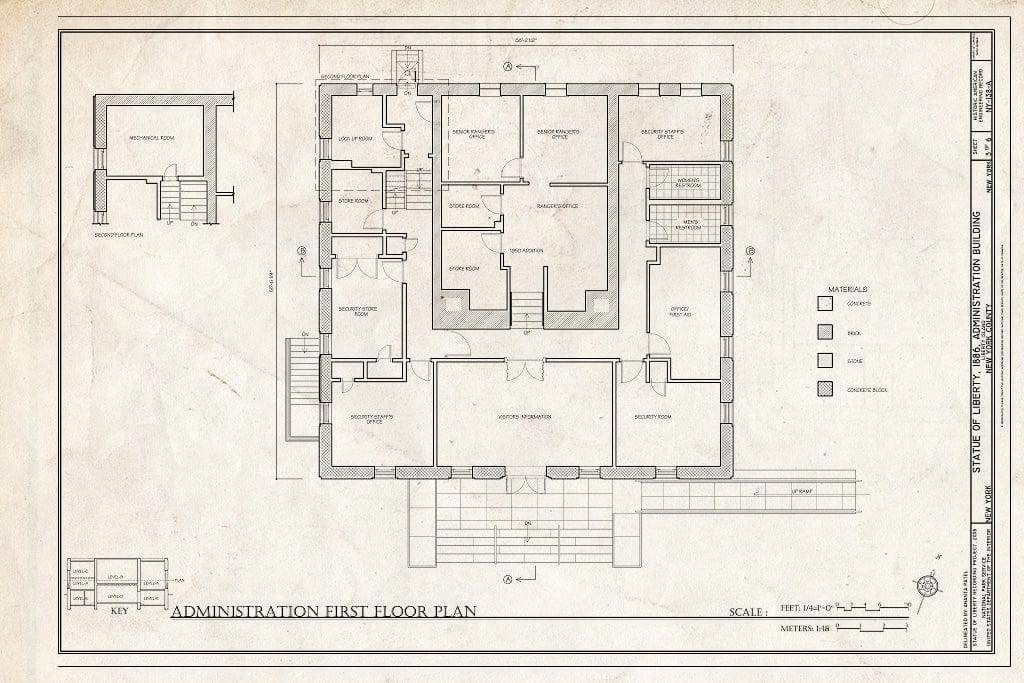 Blueprint Administration First Floor Plan - Statue of Liberty, Administration Building, Liberty Island, Manhattan, New York County, NY