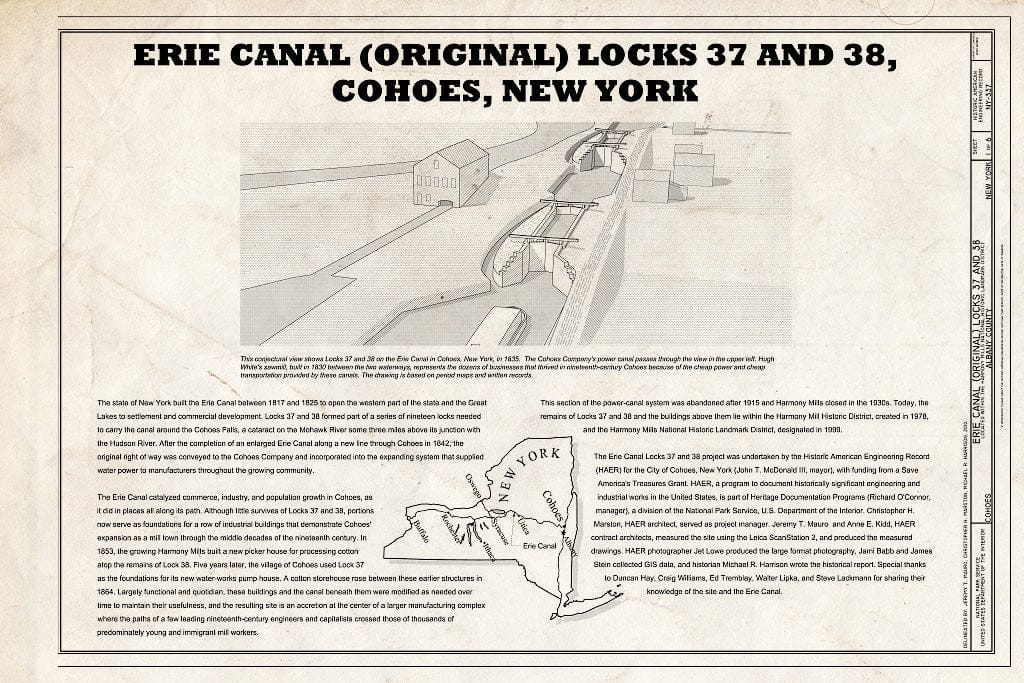 Blueprint Erie Canal (Original) Locks 37 and 38, Title Sheet - Erie Canal (Original), Locks 37 & 38, 84 North Mohawk Street, Cohoes, Albany County, NY