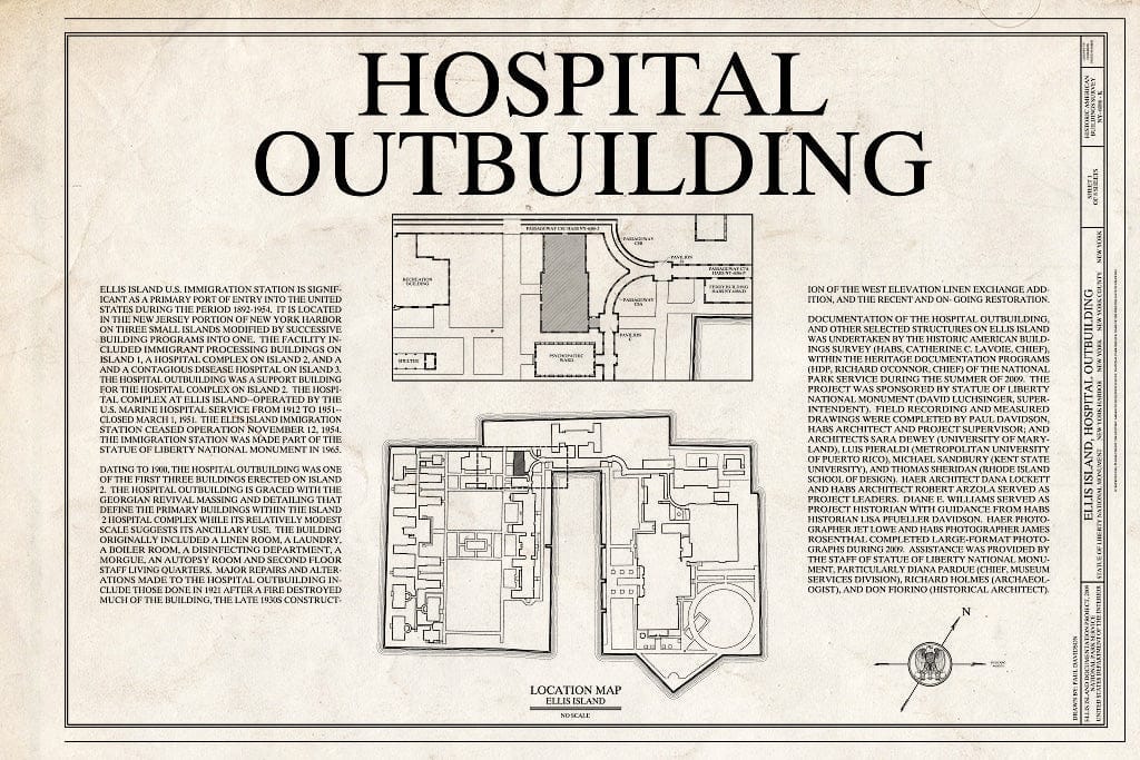 Blueprint Cover Sheet - Ellis Island, Hospital Outbuilding, New York Harbor, New York County, NY