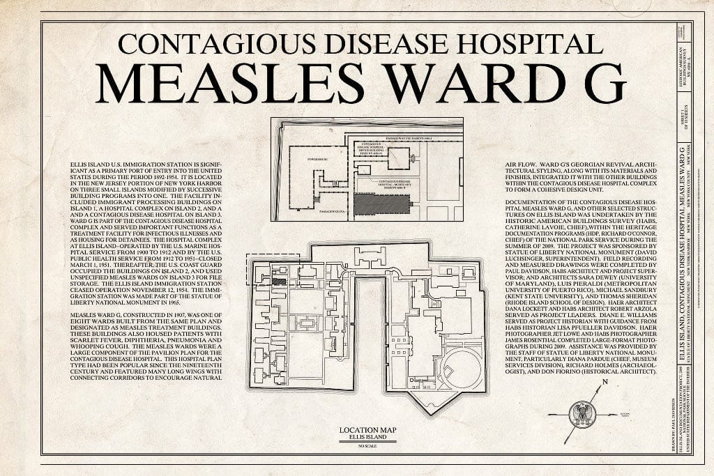 Blueprint Cover Sheet - Ellis Island, Contagious Disease Hospital Measles Ward G, New York Harbor, New York County, NY