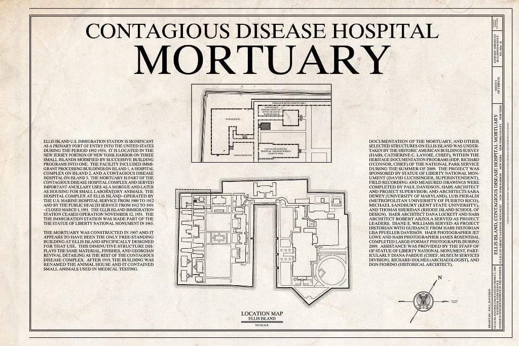 Blueprint Cover Sheet - Ellis Island, Contagious Disease Hospital Mortuary, New York Harbor, New York County, NY