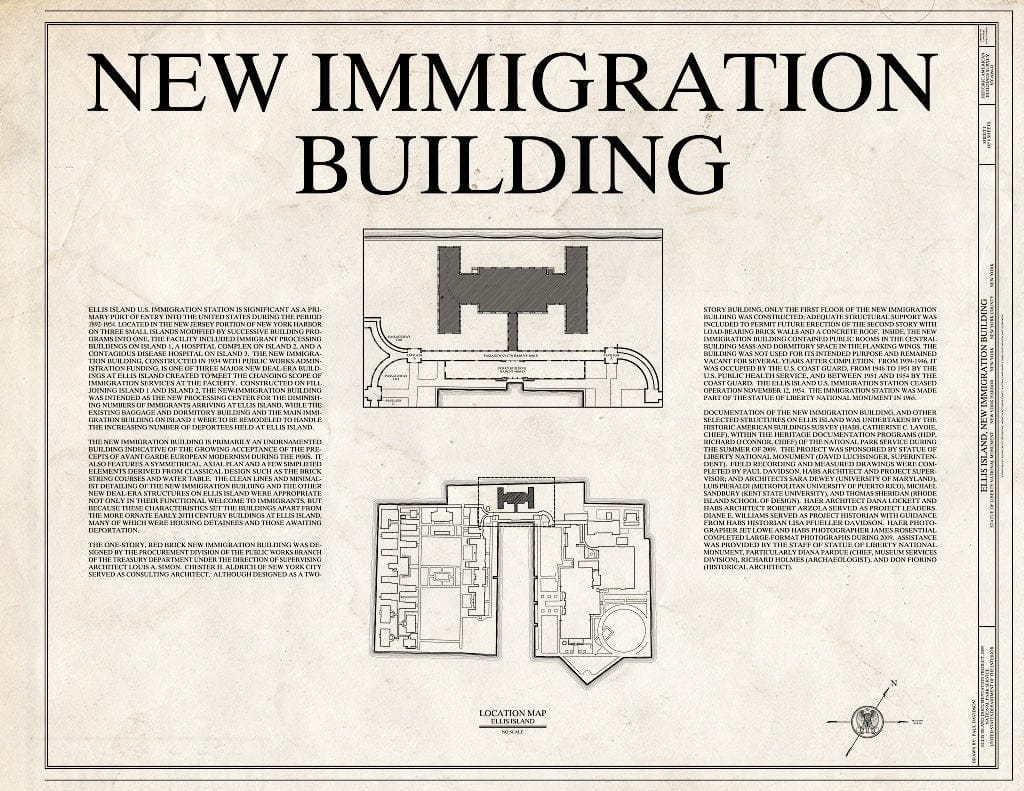 Blueprint Cover Sheet - Ellis Island, New Immigration Building, New York Harbor, New York County, NY