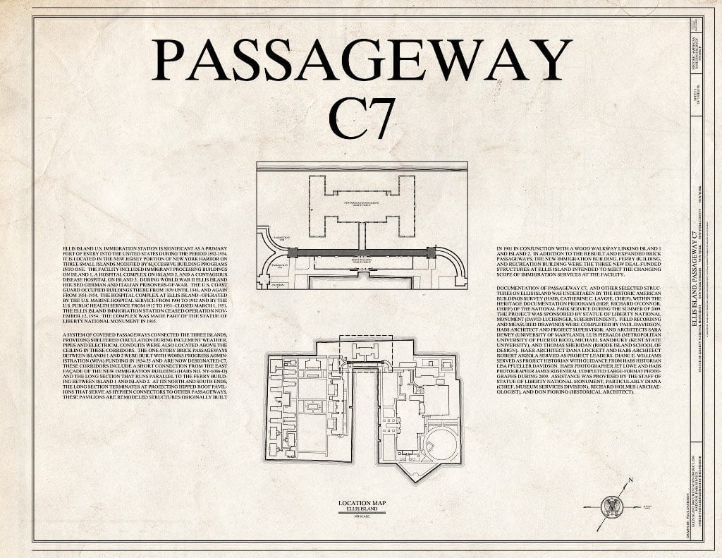 Blueprint Cover Sheet - Ellis Island, Passageway C7, New York Harbor, New York County, NY