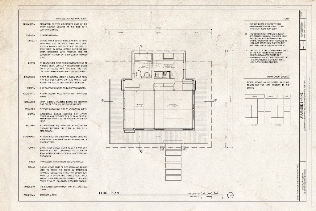 Blueprint Floor Plan - Kykuit, Japanese Shrine, 200 Lake Road, Pocantico Hills, Westchester County, NY