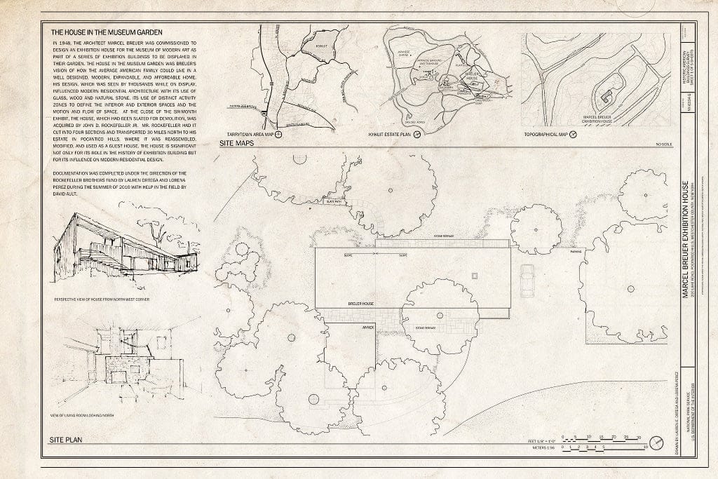 Blueprint Cover Sheet & Site Plan - Kykuit, Marcel Breuer Exhibition House, 200 Lake Road, Pocantico Hills, Westchester County, NY