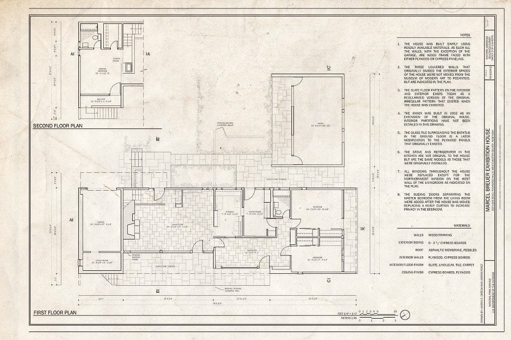 Blueprint First and Second Floor Plan - Kykuit, Marcel Breuer Exhibition House, 200 Lake Road, Pocantico Hills, Westchester County, NY