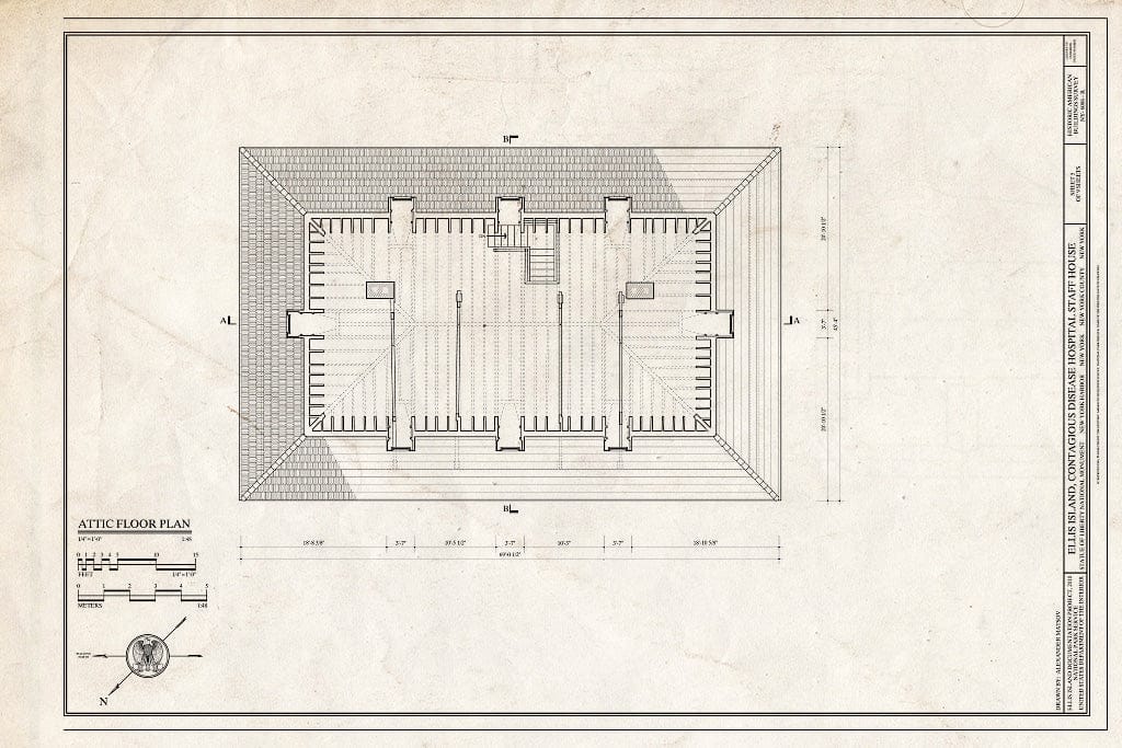 Blueprint Attic Floor Plan - Ellis Island, Contagious Disease Hospital Staff House, New York Harbor, New York County, NY