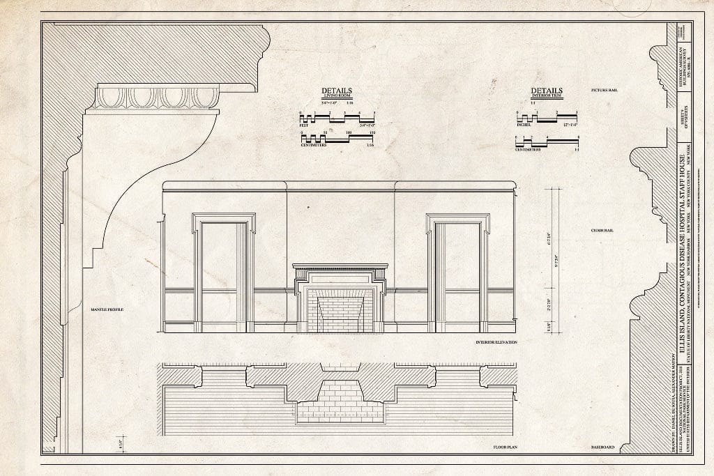 Blueprint Details - Ellis Island, Contagious Disease Hospital Staff House, New York Harbor, New York County, NY