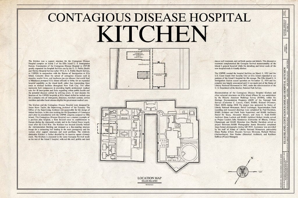 Blueprint Cover Sheet - Ellis Island, Contagious Disease Hospital Kitchen, New York Harbor, New York County, NY