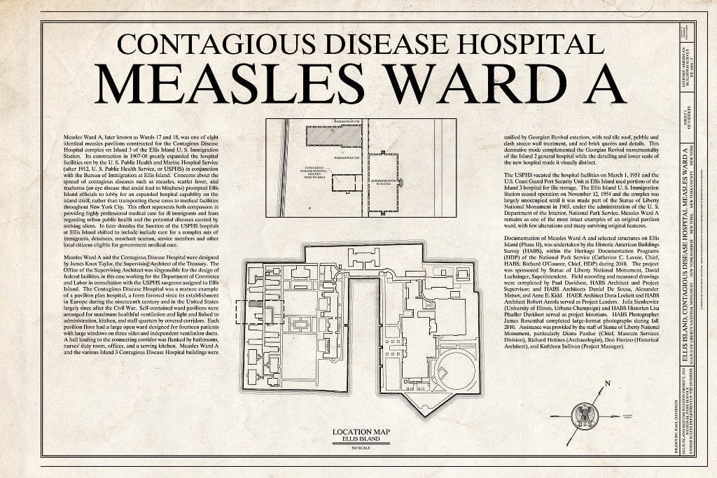 Blueprint Cover Sheet - Ellis Island, Contagious Disease Hospital Measles Ward A, New York Harbor, New York County, NY