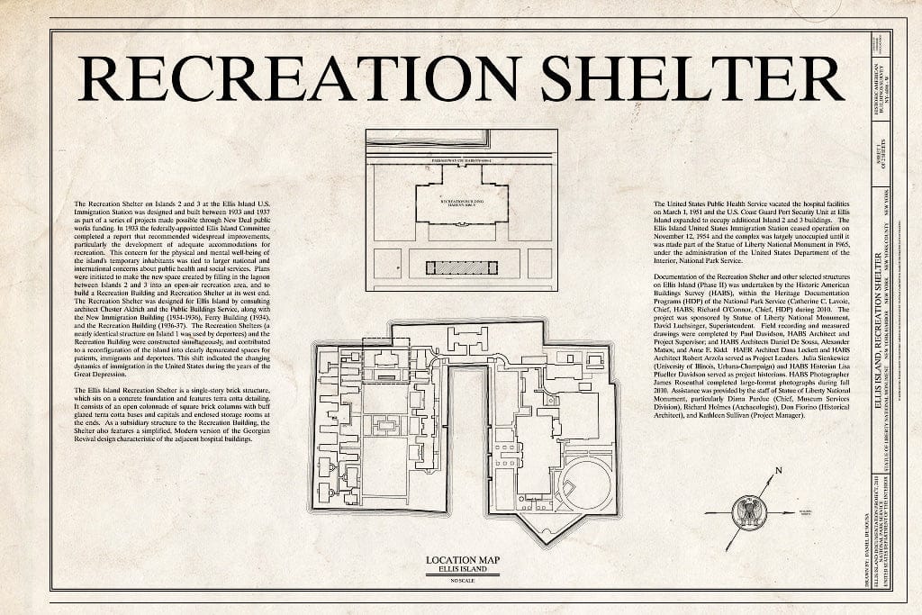 Blueprint Cover Sheet - Ellis Island, Recreation Shelter, New York Harbor, New York County, NY