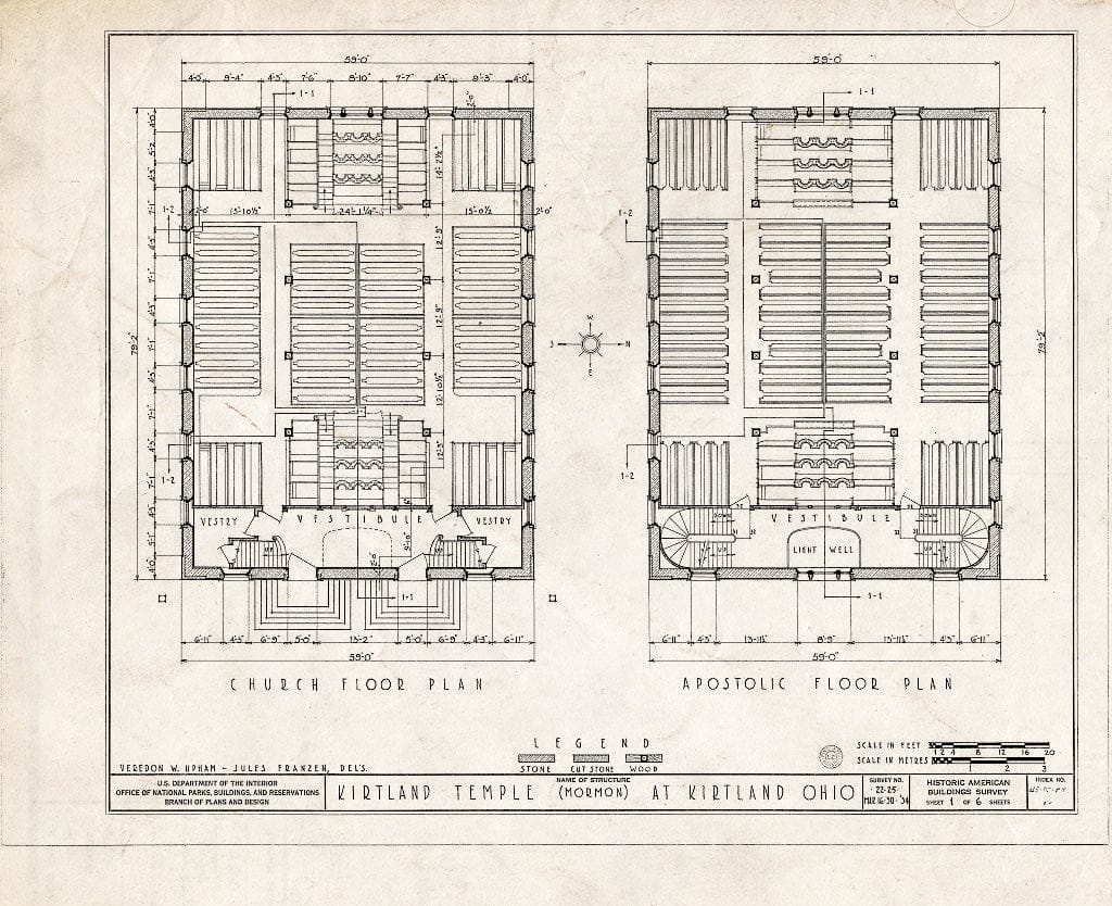 Blueprint Church Floor Plan, Apostolic Floor Plan - Kirtland Temple (Mormon), 9020 Chillicoth Road, Kirtland, Lake County, OH