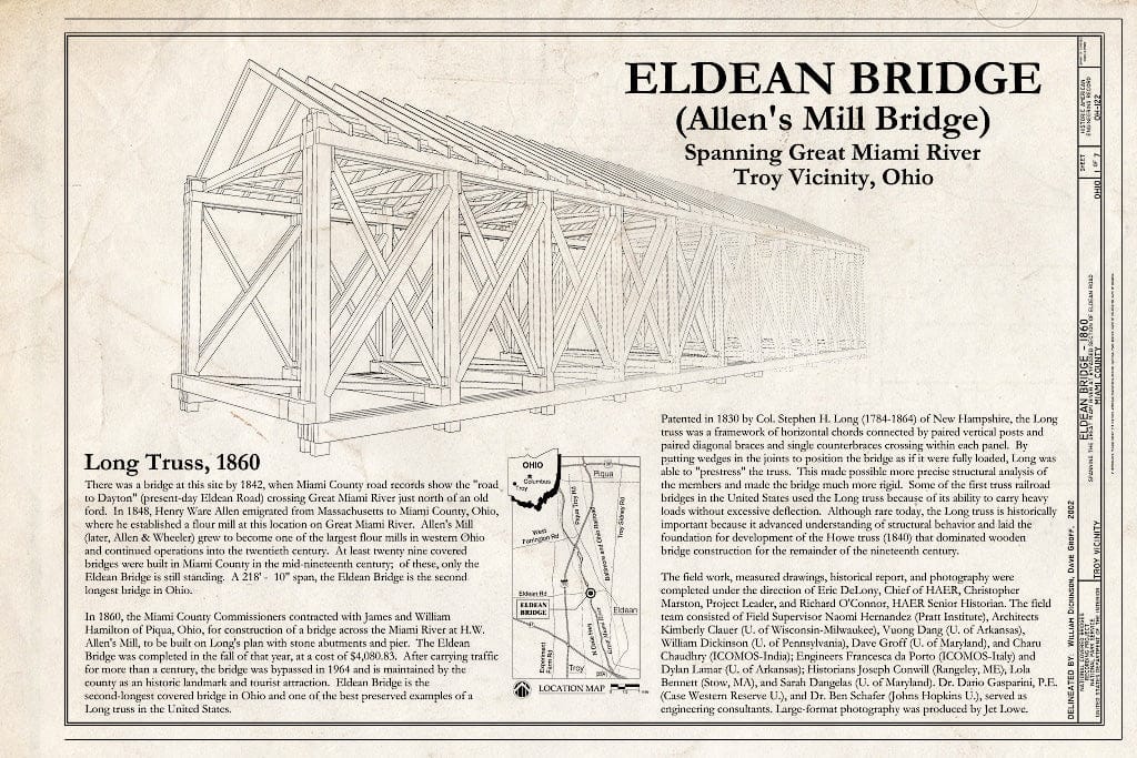 Blueprint Eldean Bridge, Title Sheet - Eldean Bridge, Spanning Great Miami River at bypassed Section of Eldean Road, Troy, Miami County, OH