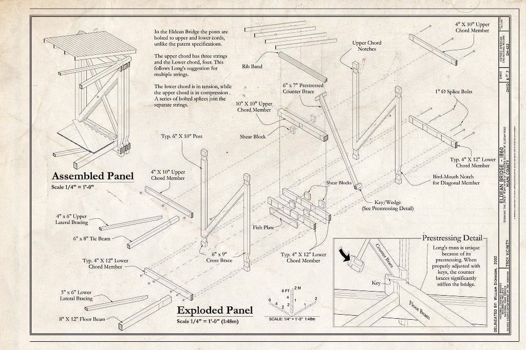 Blueprint Assembled Panel, Exploded Panel - Eldean Bridge, Spanning Great Miami River at bypassed Section of Eldean Road, Troy, Miami County, OH