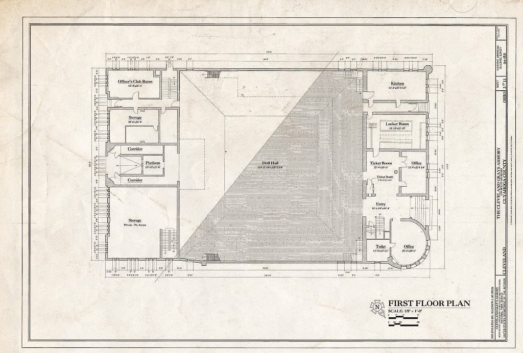 Blueprint First Floor Plan - Cleveland Grays Armory, 1234 Bolivar Road, Cleveland, Cuyahoga County, OH