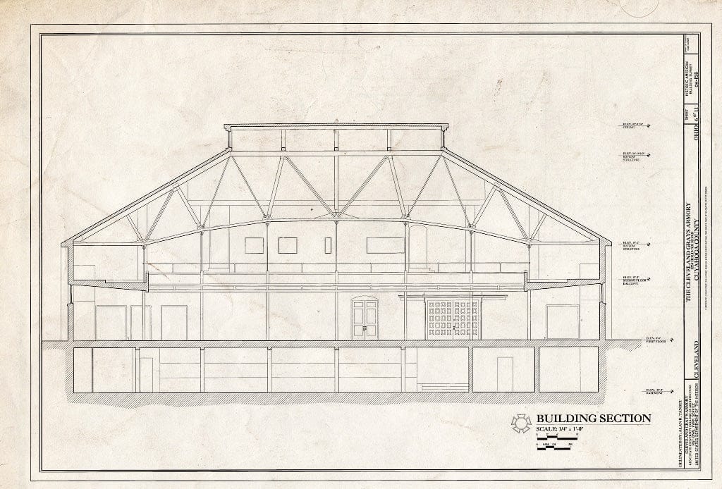 Blueprint Building Section - Cleveland Grays Armory, 1234 Bolivar Road, Cleveland, Cuyahoga County, OH