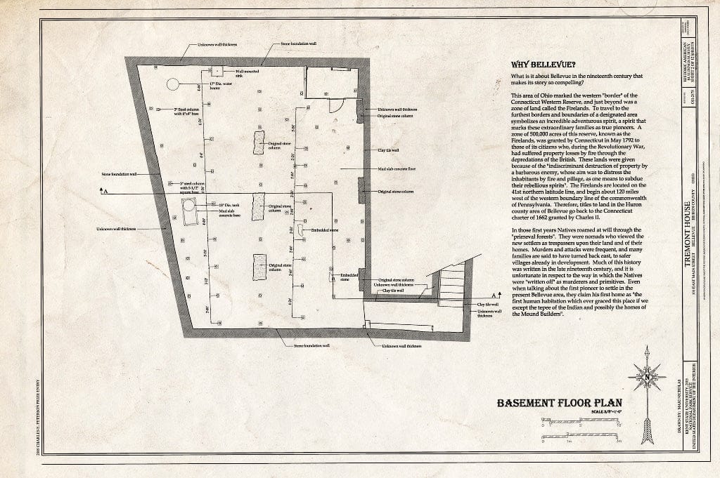 Blueprint Basement Floor Plan - Tremont House, 101 East Main Street, Bellevue, Huron County, OH