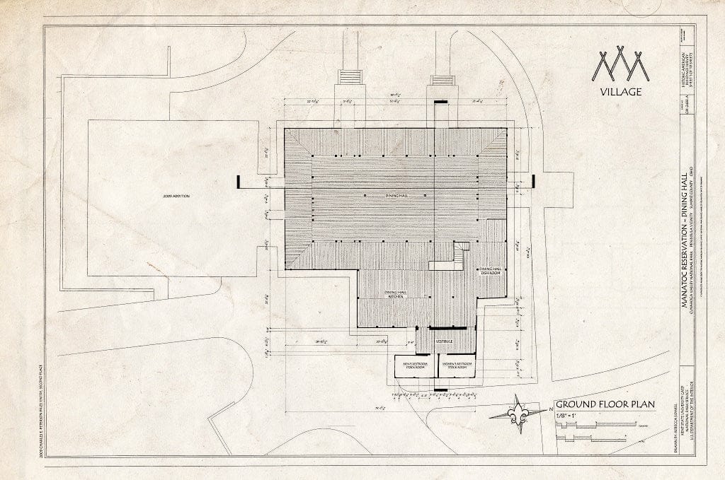 Blueprint Ground Floor Plan - Manatoc Reservation, Dining Hall, 1075 Truxell Road, Peninsula, Summit County, OH