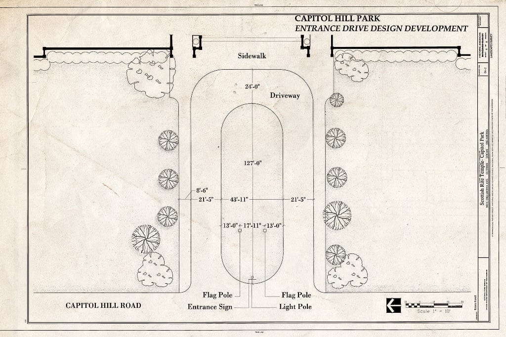 Blueprint Entrance Drive Design Development - Capitol Park, 900 East Oklahoma Avenue, Guthrie, Logan County, OK