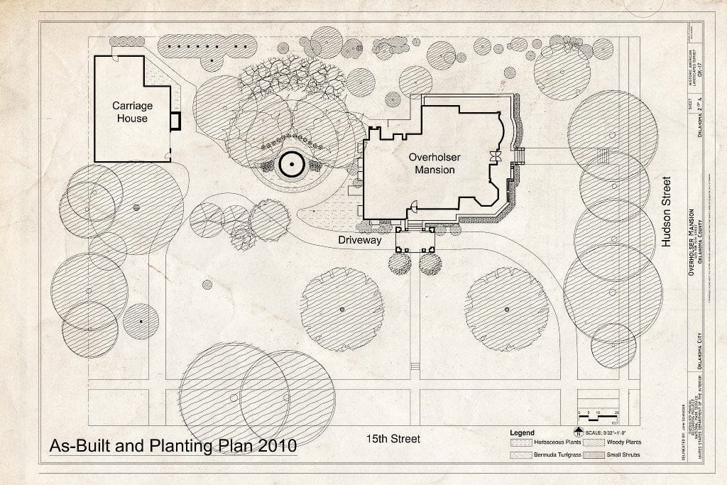 Blueprint As-Built and Planting Plan 2010 - Henry Overholser Mansion, 405 15th Street, Northwest, Oklahoma City, Oklahoma County, OK