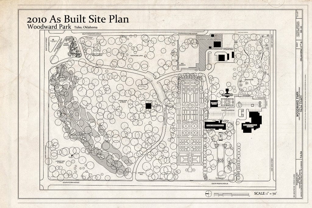 Blueprint 2010 As Built Site Plan - Woodward Park, 2101 South Peoria Avenue, Tulsa, Tulsa County, OK