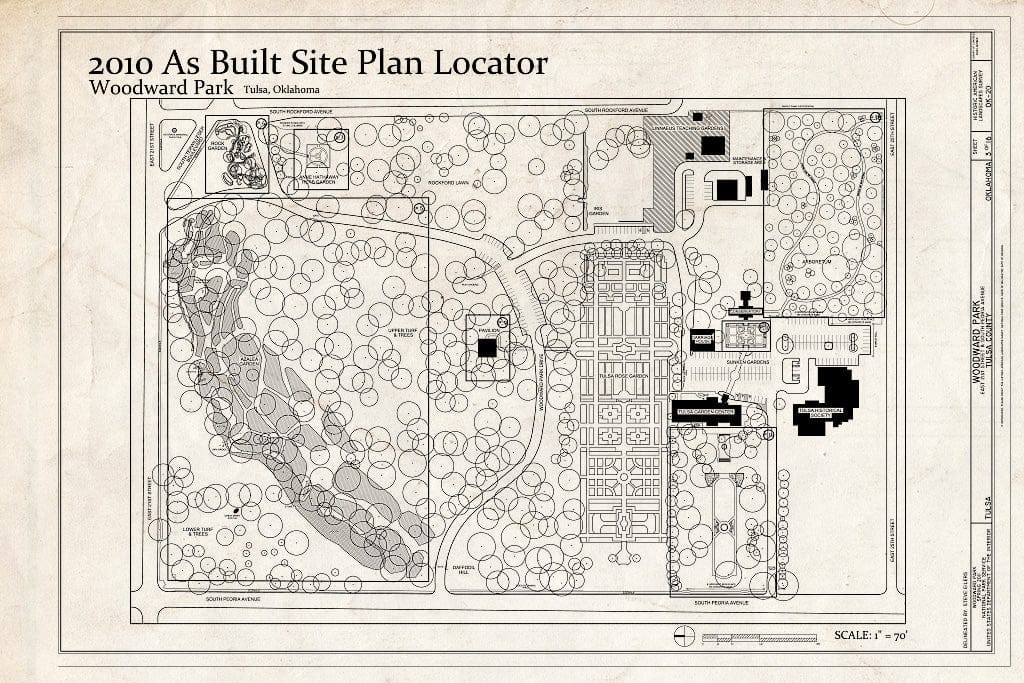 Blueprint 2010 As Built Site Plan Locator - Woodward Park, 2101 South Peoria Avenue, Tulsa, Tulsa County, OK