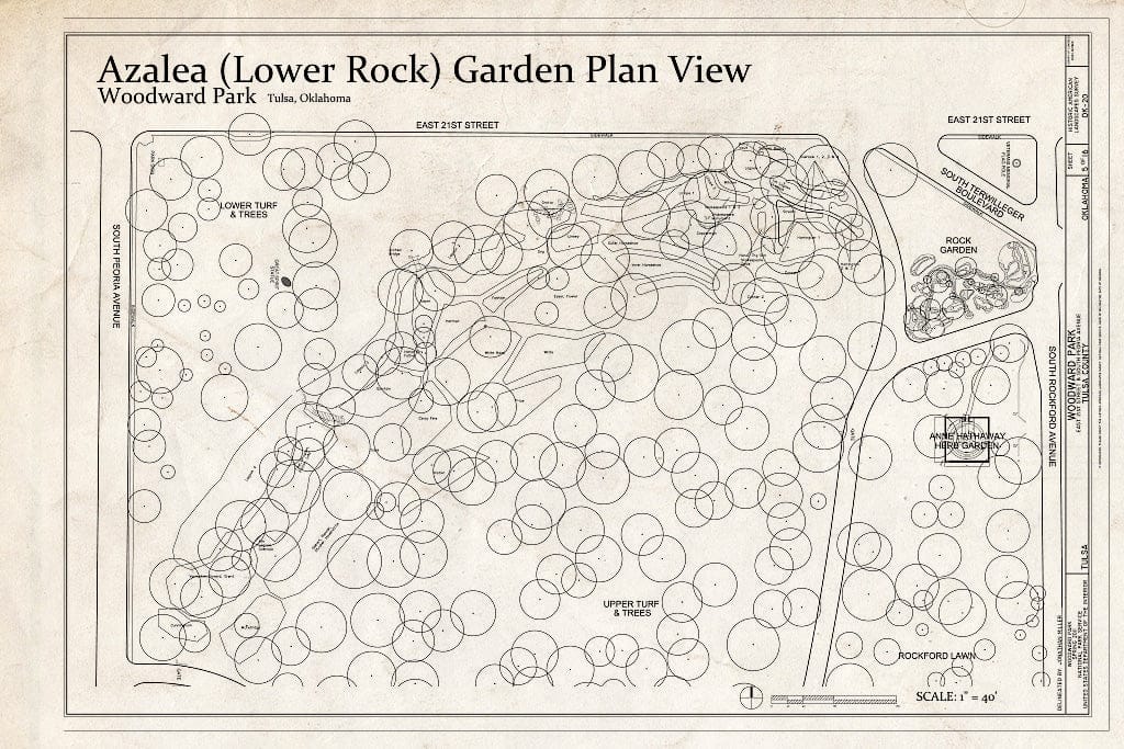 Blueprint Azalea (Lower Rock) Garden Plan View - Woodward Park, 2101 South Peoria Avenue, Tulsa, Tulsa County, OK