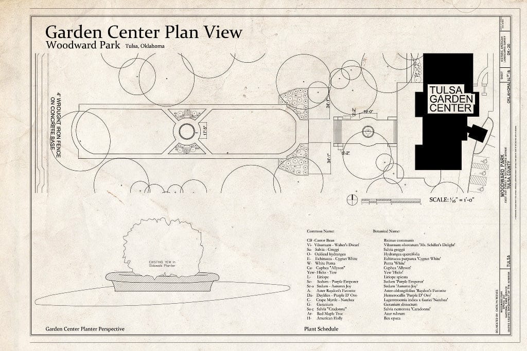 Blueprint Garden Center Plan View - Woodward Park, 2101 South Peoria Avenue, Tulsa, Tulsa County, OK