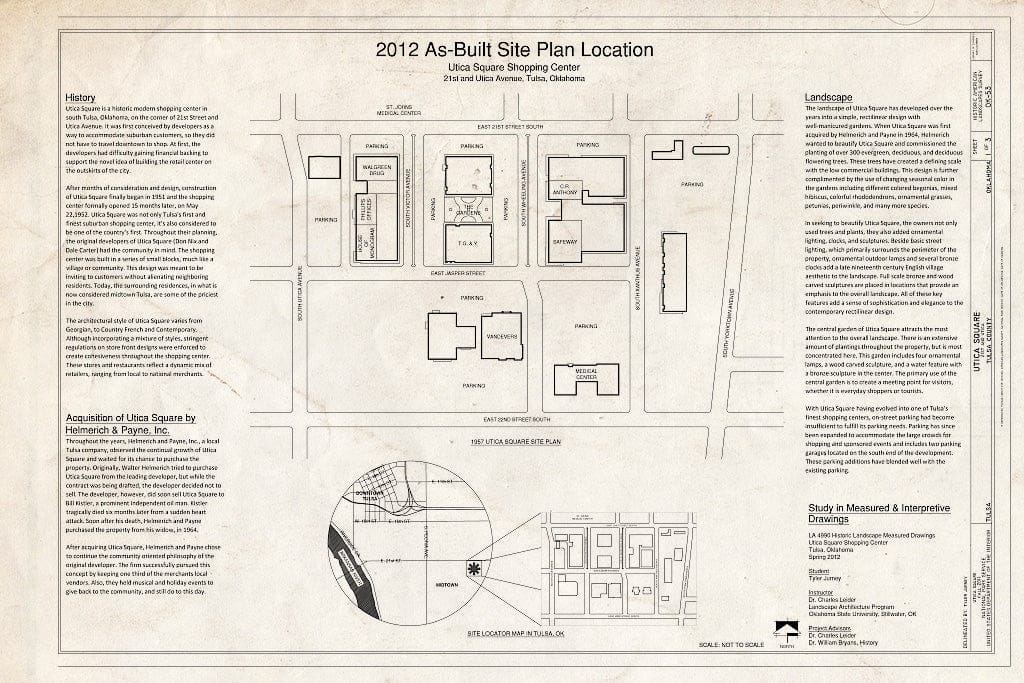 Blueprint 2012 As-Built Site Plan Location - Utica Square, 21st and Utica Avenue, Tulsa, Tulsa County, OK