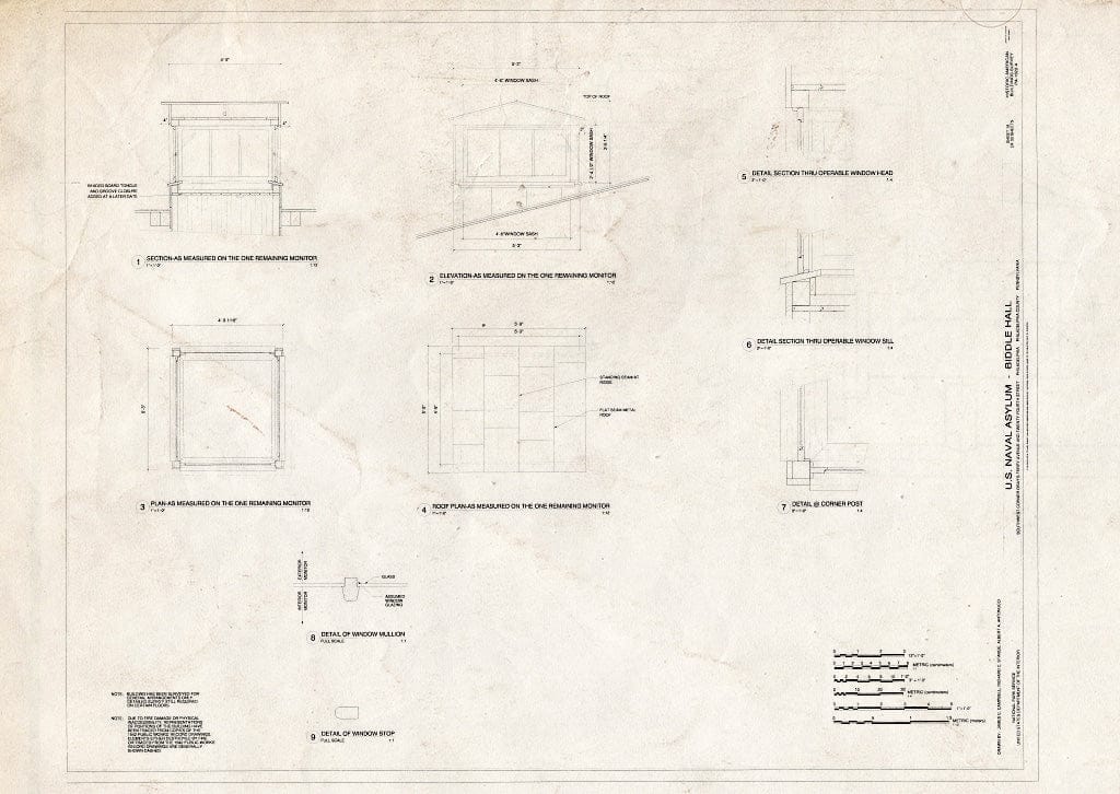 Blueprint Details of Windows - U. S. Naval Asylum, Biddle Hall, Gray's Ferry Avenue, Philadelphia, Philadelphia County, PA