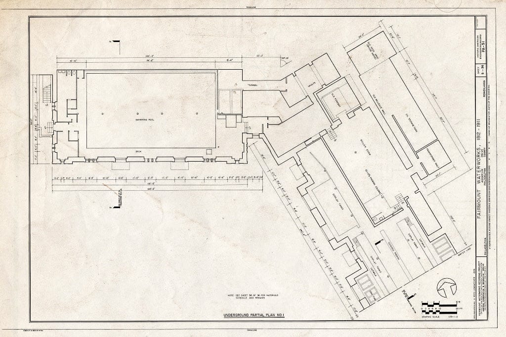 Blueprint 5. Underground Partial Plan no. 1 - Fairmount Waterworks, East Bank of Schuylkill River, Aquarium Drive, Philadelphia, Philadelphia County, PA