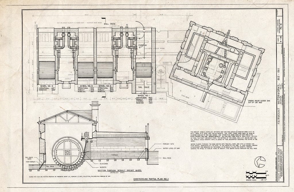 Blueprint 8. Underground Partial Plan no. 2 - Fairmount Waterworks, East Bank of Schuylkill River, Aquarium Drive, Philadelphia, Philadelphia County, PA