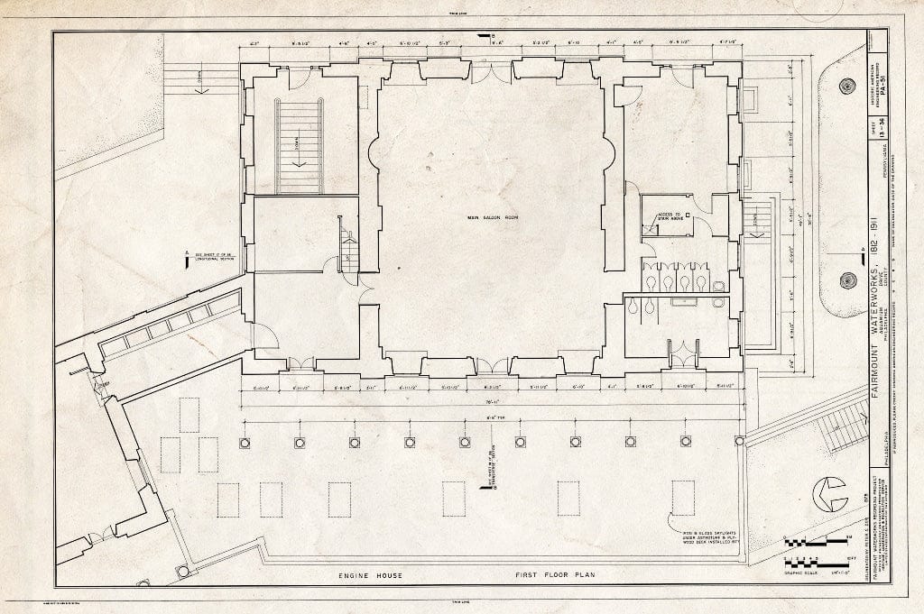 Blueprint 13. Engine House First Floor Plan - Fairmount Waterworks, East Bank of Schuylkill River, Aquarium Drive, Philadelphia, Philadelphia County, PA