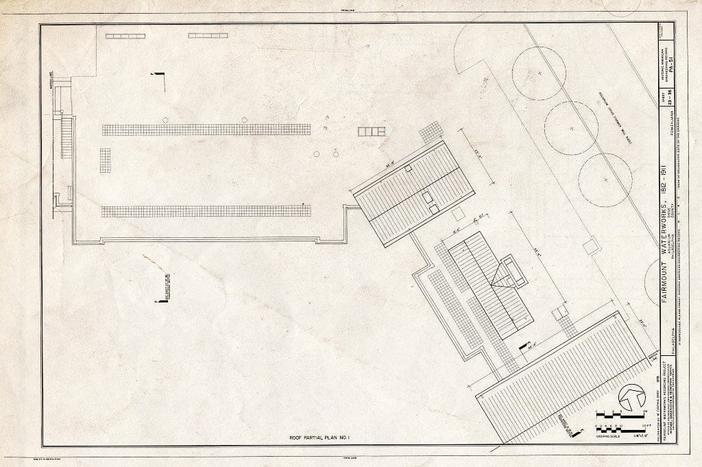 Blueprint 23. Roof Partial Plan no. 1 - Fairmount Waterworks, East Bank of Schuylkill River, Aquarium Drive, Philadelphia, Philadelphia County, PA